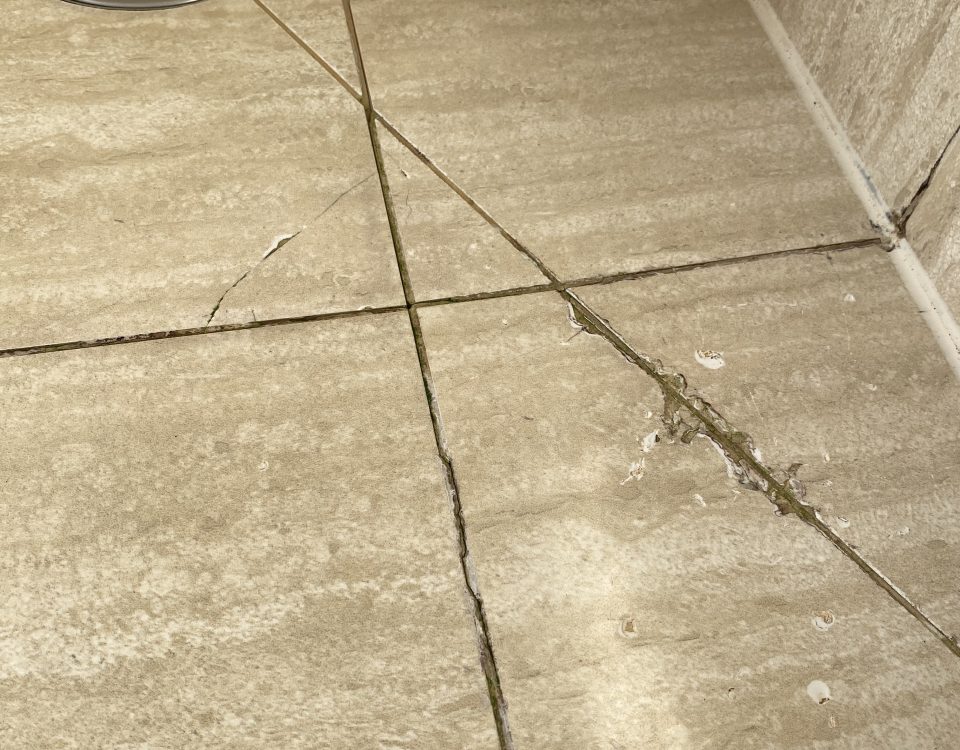 Cracked and shipped tiles in a shower